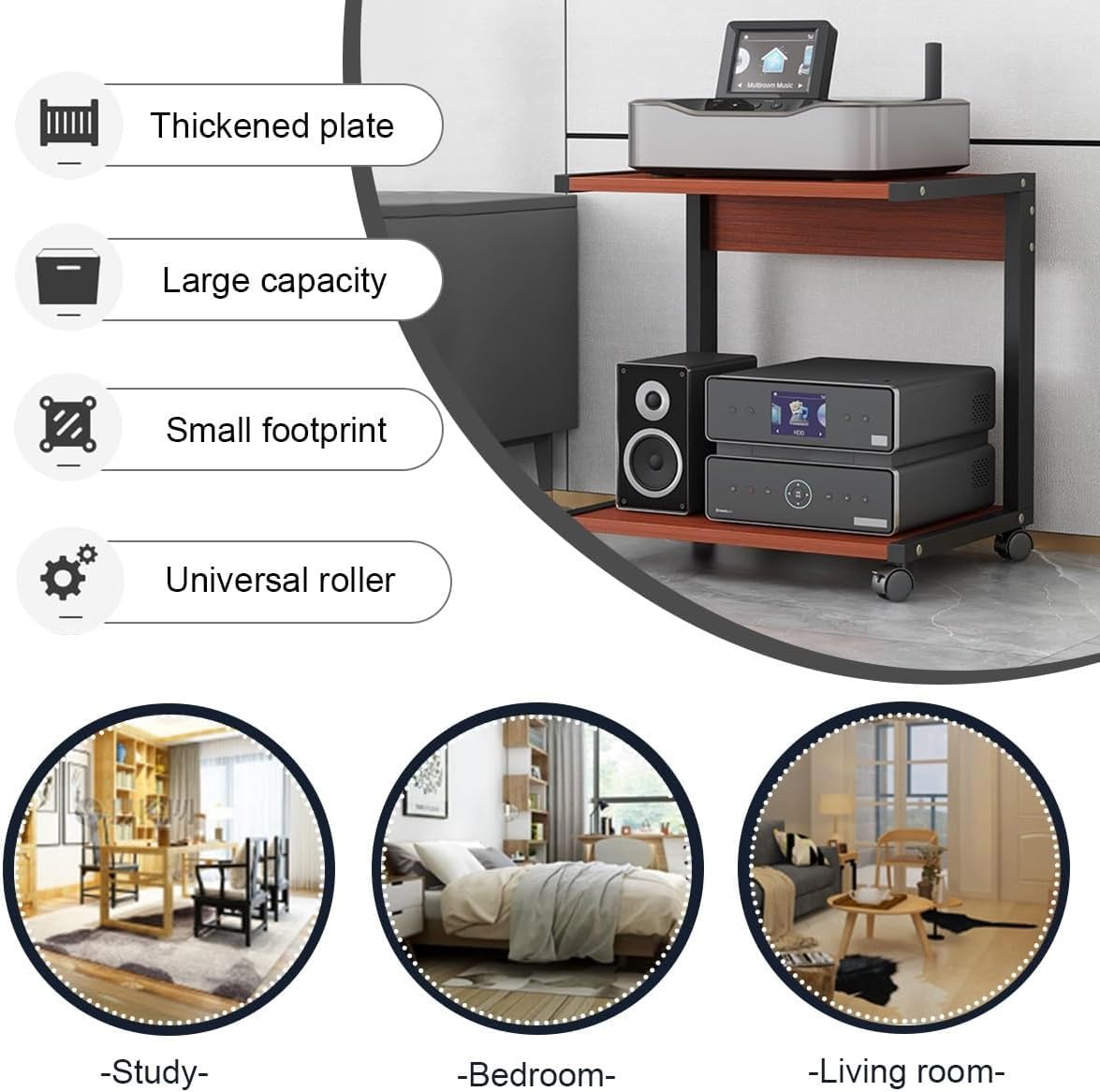 Stojak na sprzęt audio-wideo, Szafka na sprzęt audiowizualny wielokolorowa wys. 35-65 cm(Black,H50cm/19.7in)