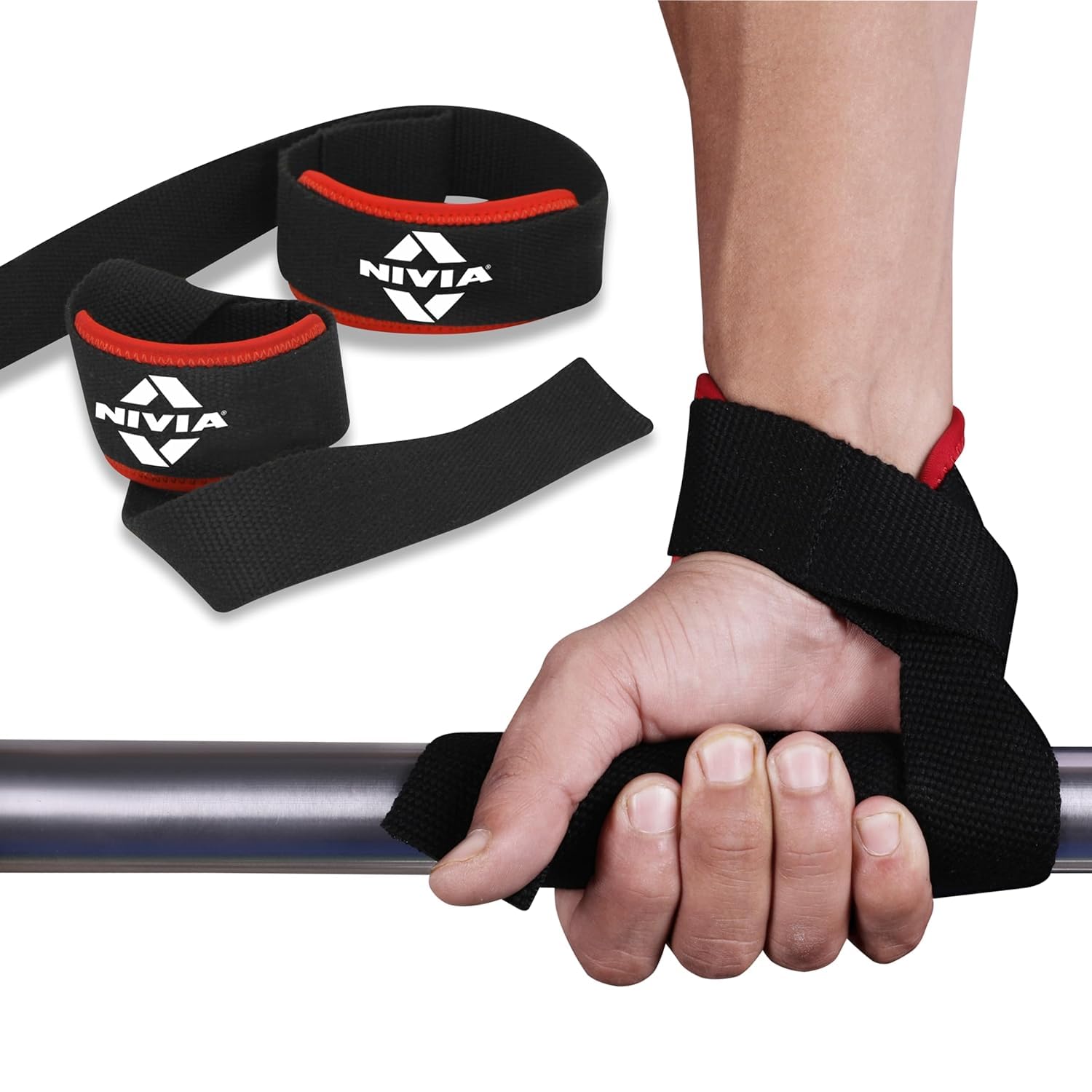 Weight Lifting Straps with Neoprene Wrist Support (Pair) | Padded Gym Lifting Straps for Deadlifts, Powerlifting, Bodybuilding & Strength Training | Men & Women | Red/Black-picture-34