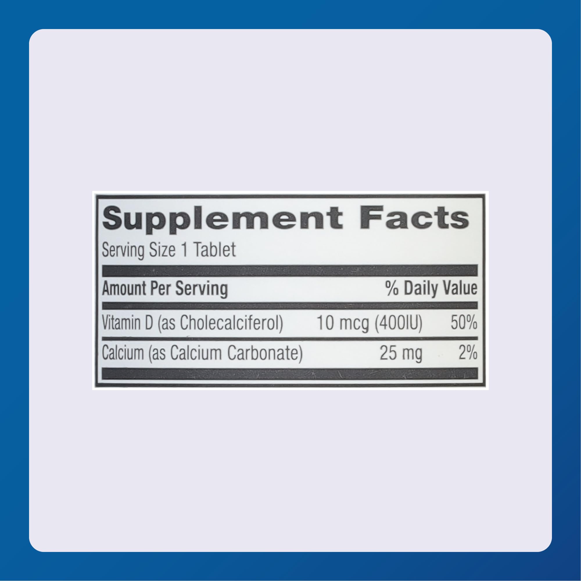 MAJOR Vitamin D3 10mcg (400 IU) - Contains 25mg of Calcium - Dietary Supplement - 100 Tablets (1 Pack) — Amazon image 5