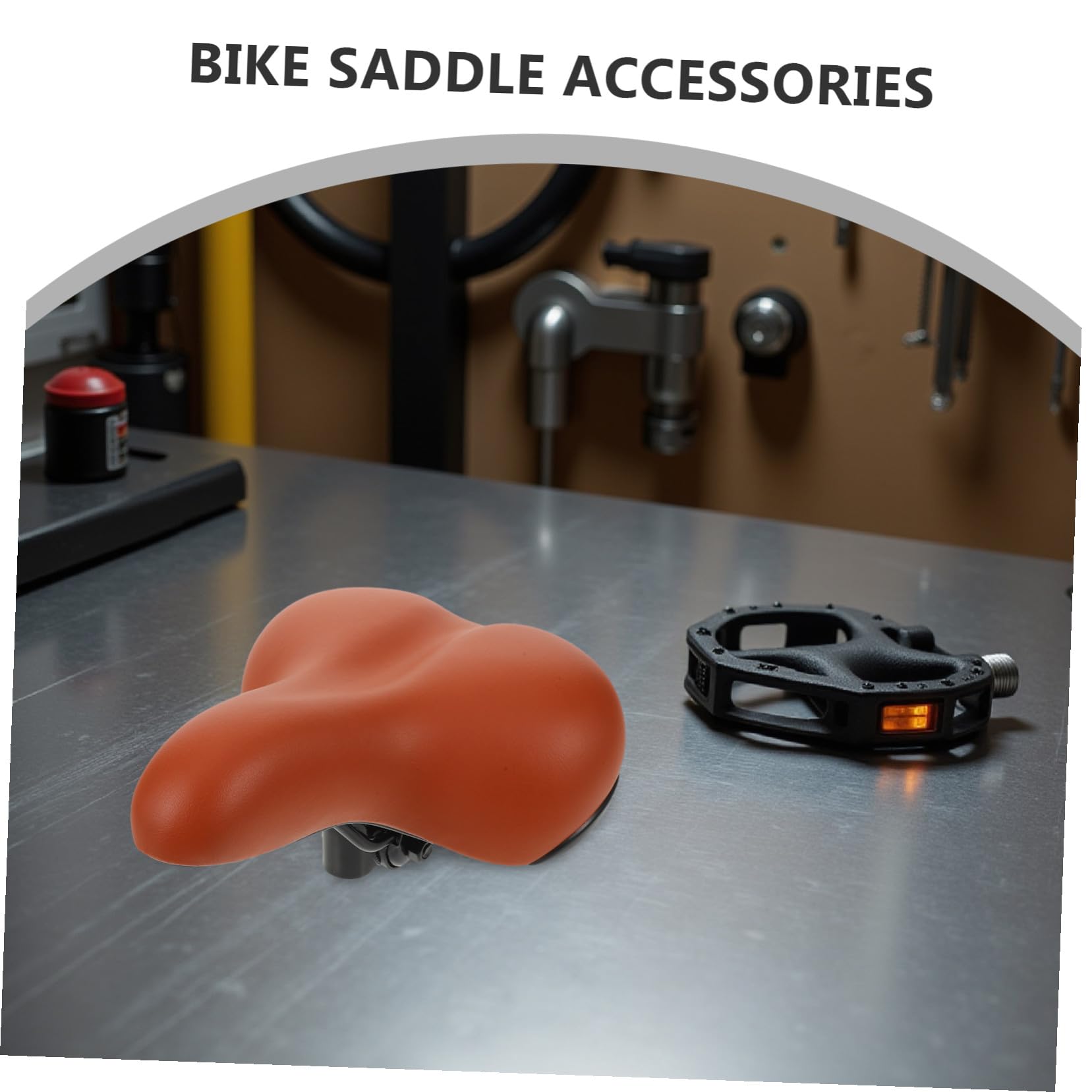 Asiento de Bicicleta Acolchado Ancho Marrón para Montaña y Eléctrica | Pu, Acero al Carbono y Esponja, Alivio de Presión en Cadera, Ajuste para Mujeres y Hombres