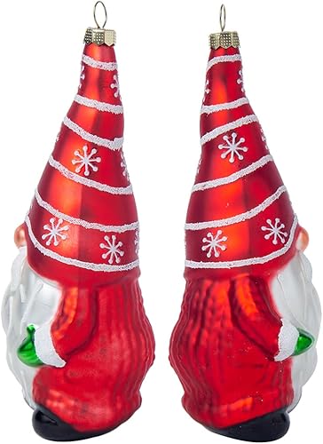 Miniatura 3 de Juego de 2 adornos de Navidad colgantes de gnomo de cristal, adornos de gnomo de vidrio soplado a mano para decoración de árbol de Navidad