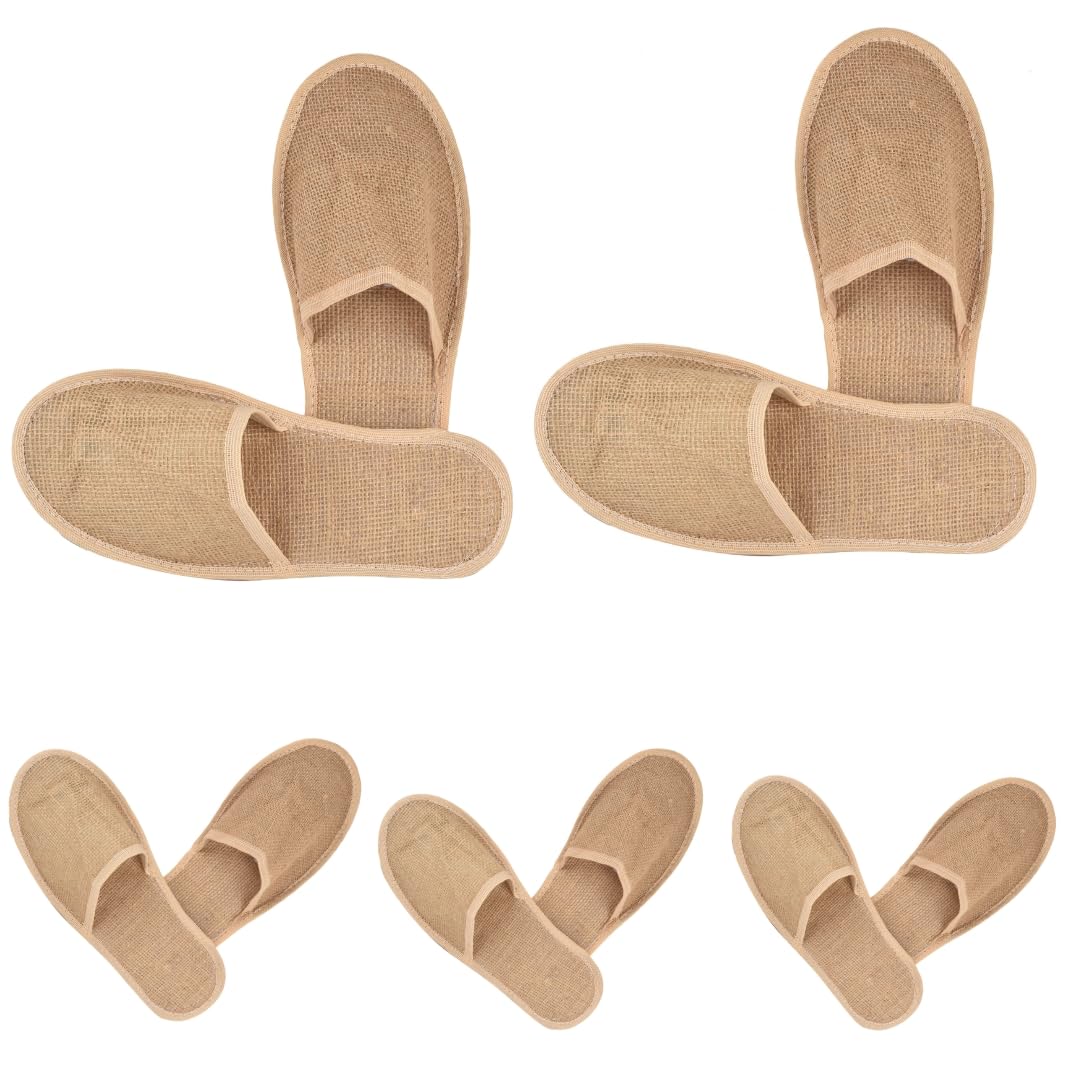 JackPro Comfort Disposable Jute Slippers Closed-Toe Style Soft Slippers Footwear for Home Guest Hotel Travell and Spa Salon (Free-Size) Brown-image-42