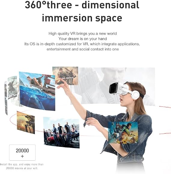 3D VR Headset Compatible for iPhone 15 16 pro Max Mini X R 11 12 Samsung 4.7-6.7 Android Cellphone, Virtual Reality VR Glasses for Movies & Video Games IMAX with Remote Controller