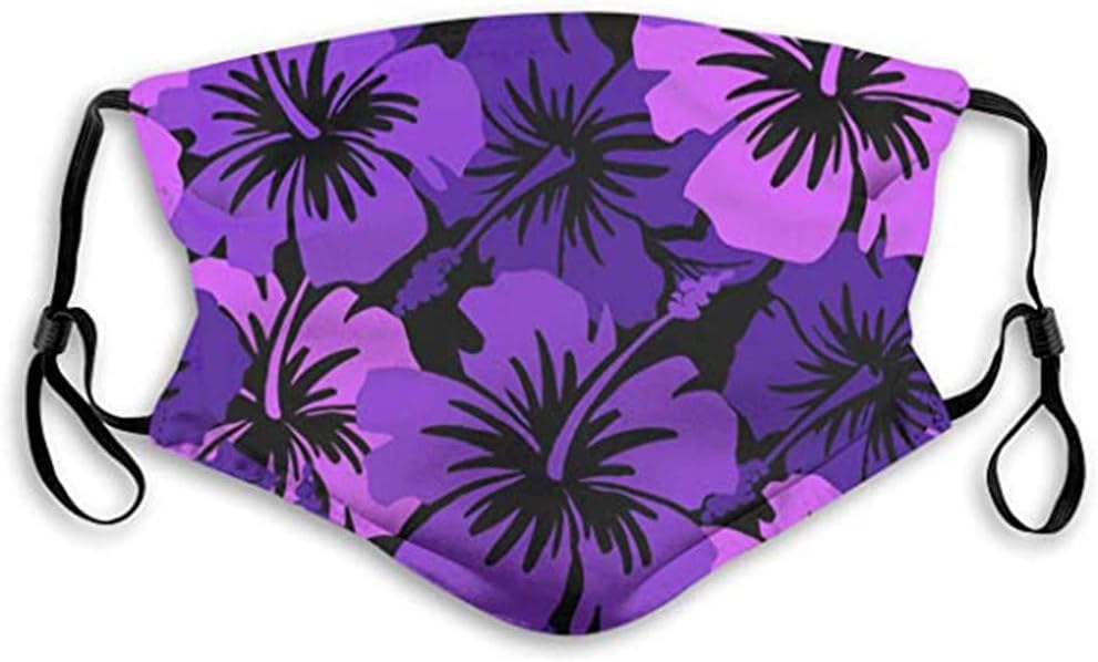 Adult Purple Flowers M Graphic Print Outdoor Face Dust Cover with Filter (Blue)
