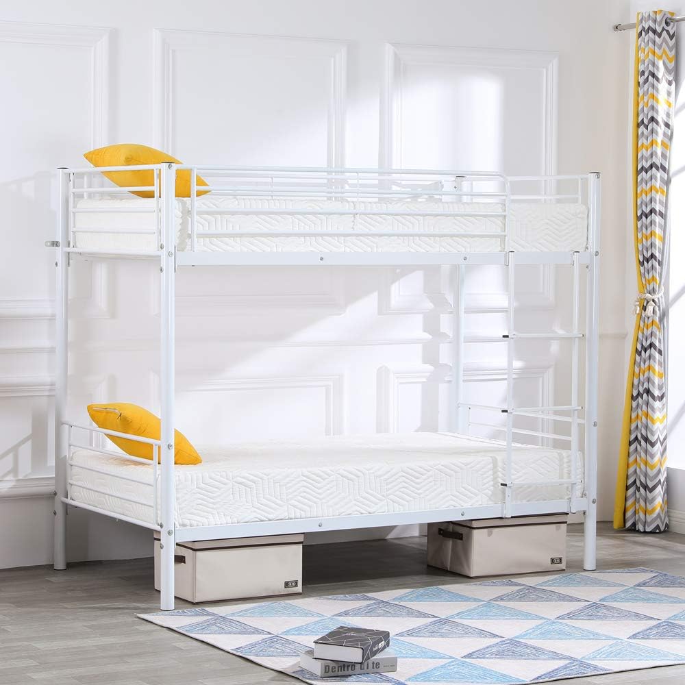 Bonnlo Twin Over Twin Metal Bunk Bed with Ladder and Safety