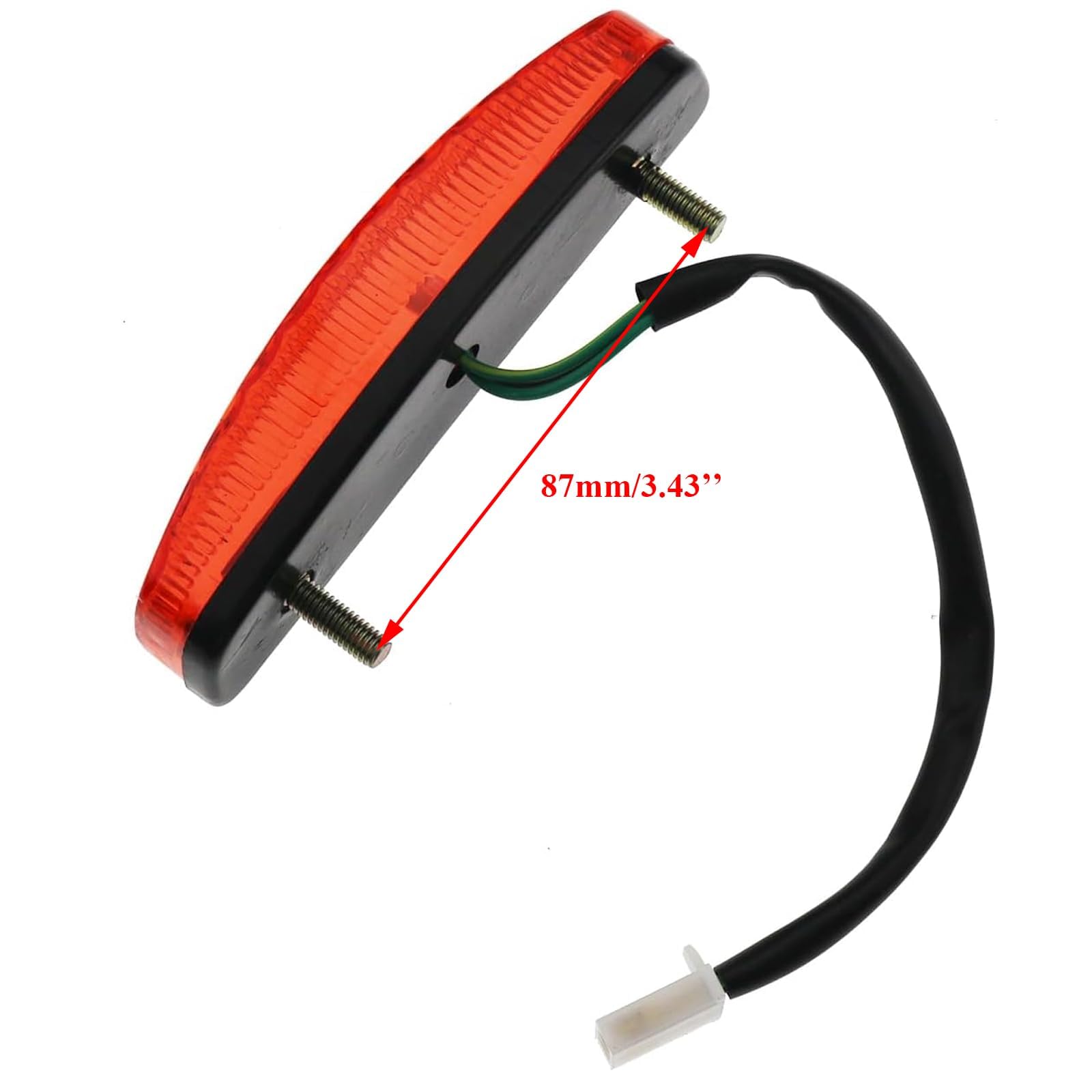 PRO BAT 12V Rear Tail Brake Tail Light with 3 Pin Female Plug for 50cc 70cc 90cc 110cc 125cc Taotao SunL JCL Coolster Roketa Chinese ATVs Quad 4 Wheeler, Red