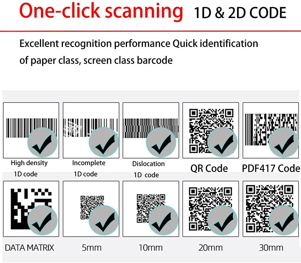 EVAWGIB EV-B208 Barcode Scanner 1D and 2D code recognition examples