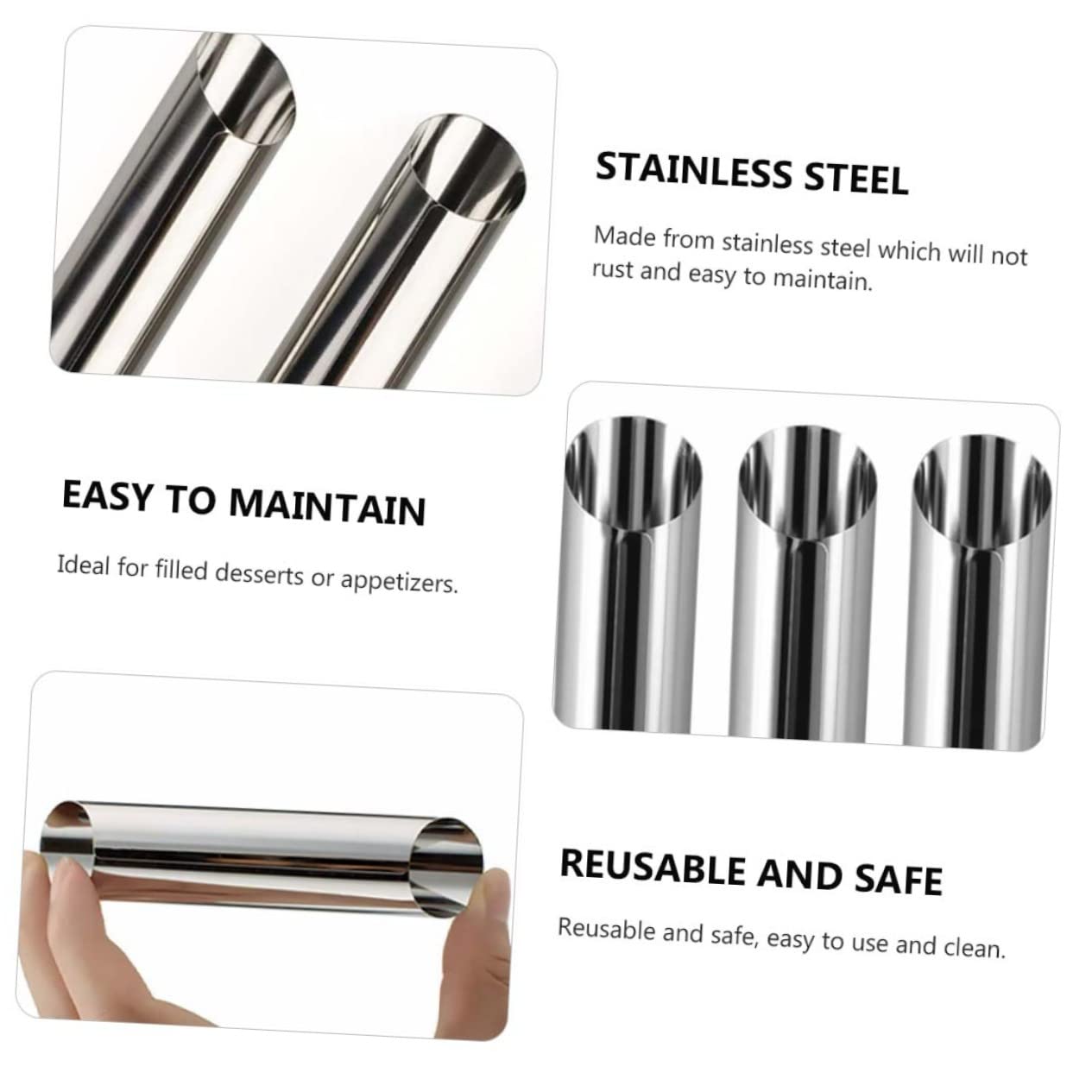 DECHOUS Stainless Steel Croissant Molds 15pcs Pastry Diy Baking Tools Ring Molds for Cooking