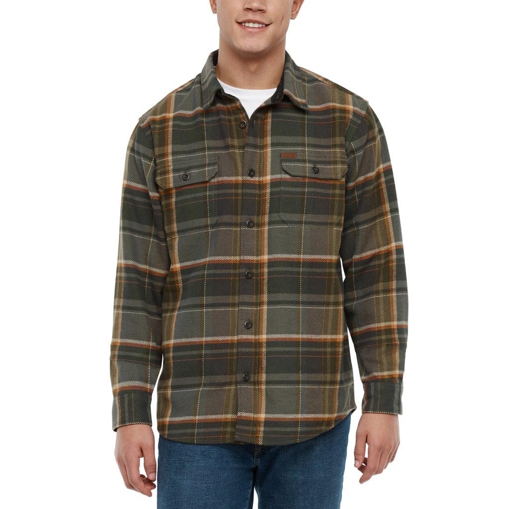 Orvis Men's Heavyweight Flannel Shirt - Regular Fit, Spread Collar, Chest & Side Pockets