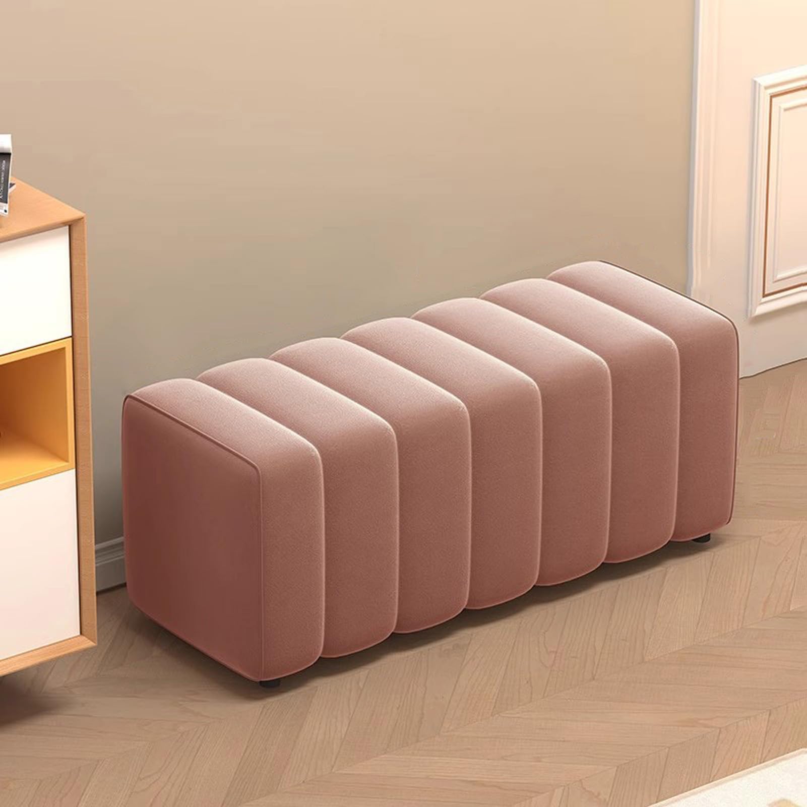 Banc pour chaussures en velours moderne avec siège rembourré pour bout de lit