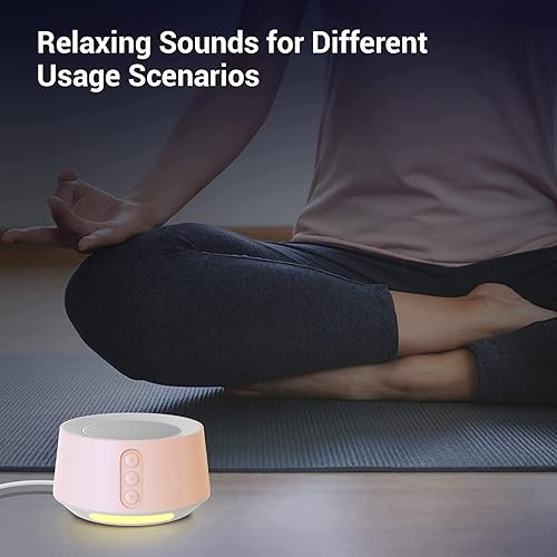 Miniatura 7 de BGOVERSS Máquina de sonido de ruido blanco con 20 sonidos relajantes, máquina de dormir de luz nocturna de 10 colores, para viajes en casa, oficina,