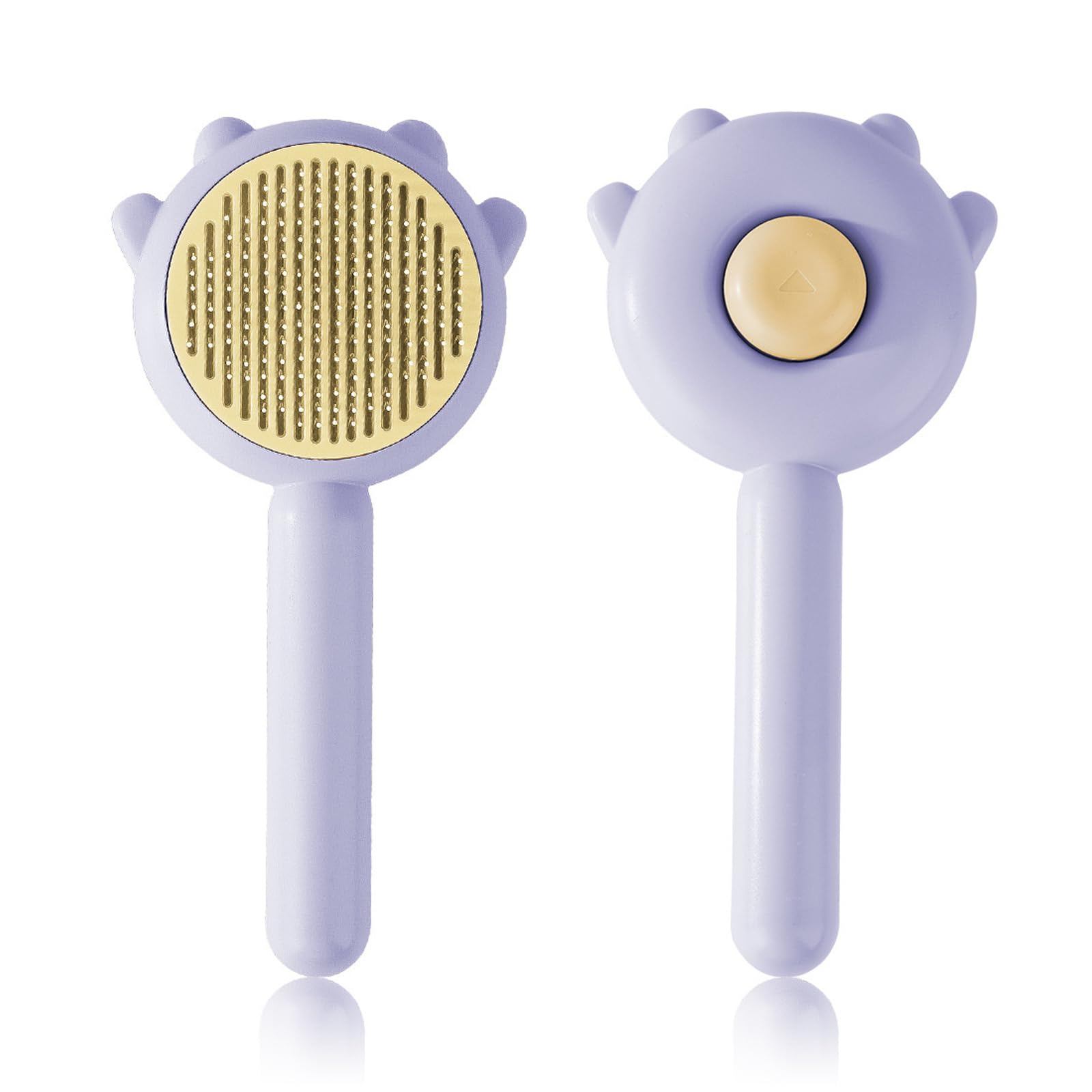 Selbstreinigende Katzenburste, 2 Stück Haustier Bursten Cat Hair Brush with Release Button Shedding Pet Slicker Brush Tierhaarburste Hundebursten für Remove Tangles Lila