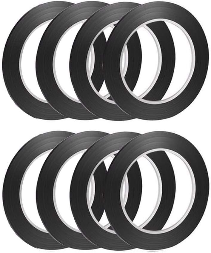 Whiteboard Tape Grid Marking Tape, 3 mm Width Colored Self Adhesive Whiteboard Gridding Tape Chart Tape for Office Grid Marking (8pack black)