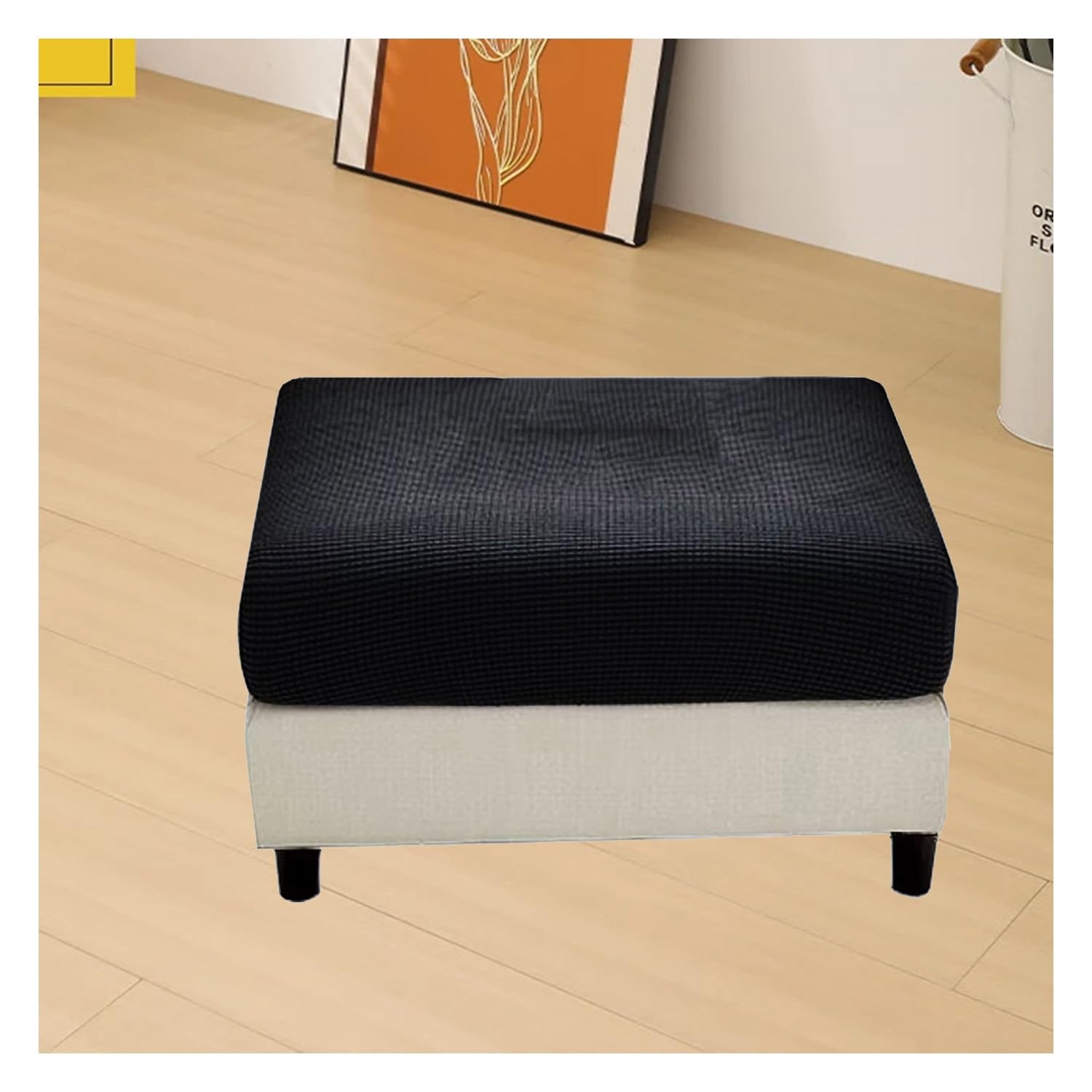 ILiemao Super Stretch Soft Fit Ottoman Cover Slipcover Square/Rectangular for Foot Stool 20x27in/50x68cm 18x22in/45x55cm Furniture for Living Room with Elastic Bottom，Washable(G12,80-97 cm/32-38 in)