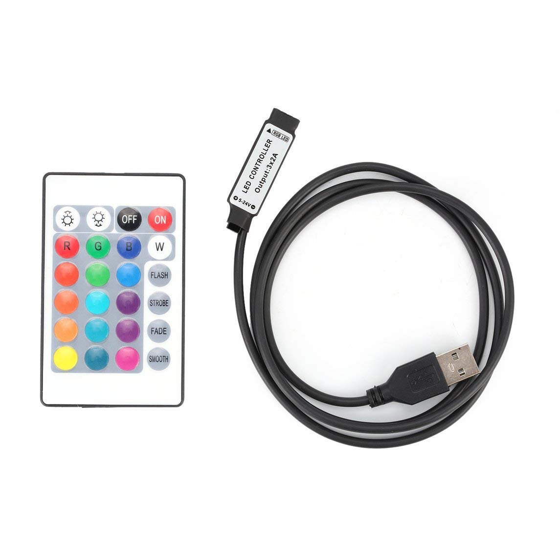 LFDHSF DC Power Supply RGB USB Led Strip IR RF Remote Controller DC12V 24 Keys LED Remote Control for LED Strip Light LED Strip Controller/Multicolor
