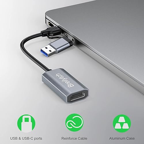 Miniatura 3 de Tarjeta de captura de video HDMI 4K, tarjeta de grabación de video, adaptador de captura de audio HDMI a USB-AUSB-C para enseñanza, transmisión,