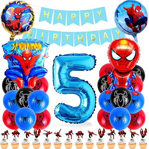 Geburtstagsdeko Jungen 5 Jahre,Folienballon Deko 5. Geburtstag Junge Ballons,Tortendeko Geburtstag,Thema Party Dekoration,Kuchen Topper,Dekoration zum Kindergeburtstag Cover