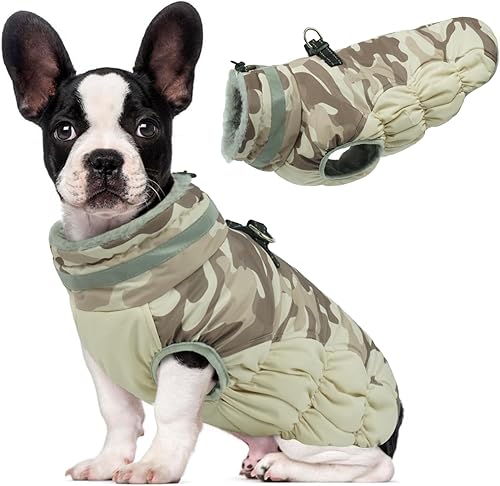 Miniatura 6 de Lelepet Abrigo de invierno cálido para perro, chaqueta para clima frío, chaleco reflectante de cuello alto, chaleco para perro con cuello de felpa,