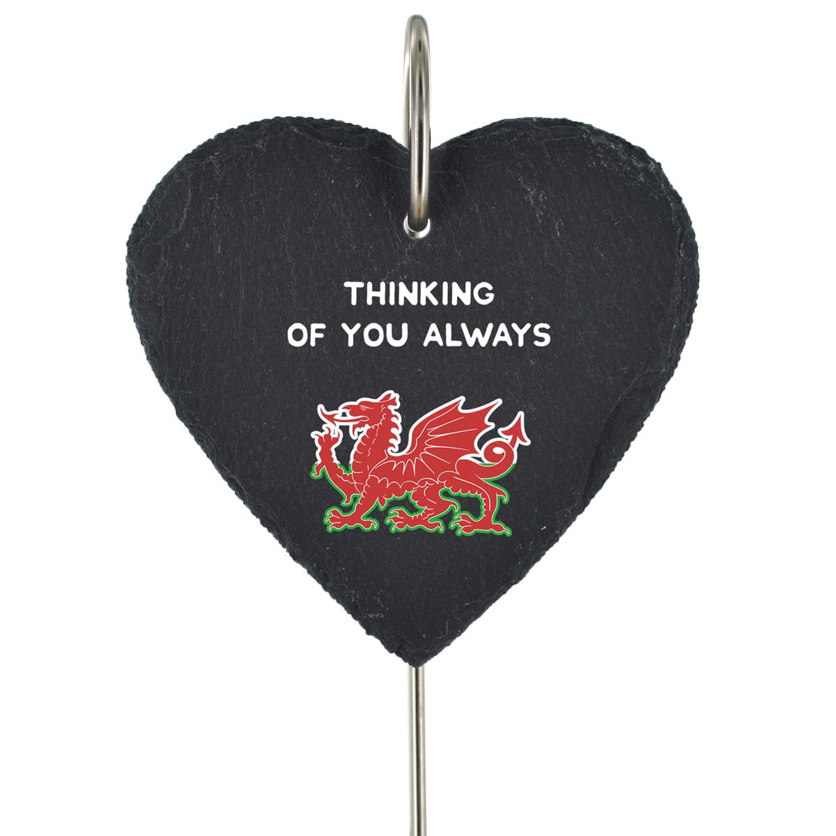 Global Designs Multi Welsh Dragon Grave Stick Marker Plaque Ornament Slate Heart Wales Memoriel Sentimental Tribute Graveside Decor 25X11cm