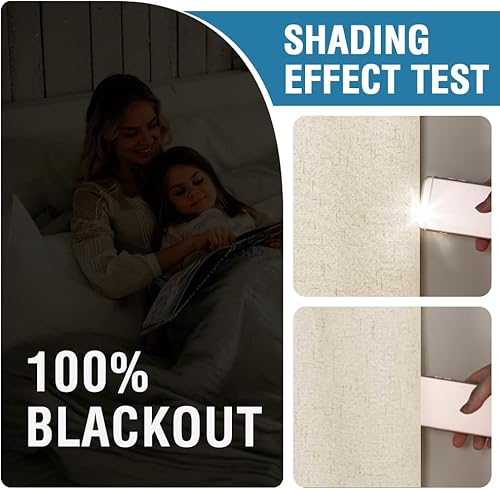 Miniatura 2 de H.VERSAILTEX Cortinas de lino 100% opacas de 84 pulgadas de largo, juego de 2 paneles de cortinas opacas con pestaña traserabolsillo para barra, sin