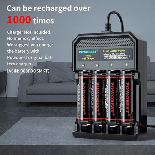 Miniatura 6 de Paquete de 4 baterías recargables NiMH con batería NiMH de 3.7 V 3000 mAh para linternas, faros, timbres de puerta, linternas, luces de jardín,