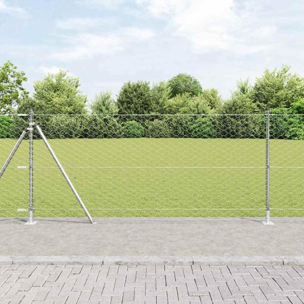 Genérico Poste de Valla Plateado 25 x 1 m (Malla de 50 mm) Acero-3353801