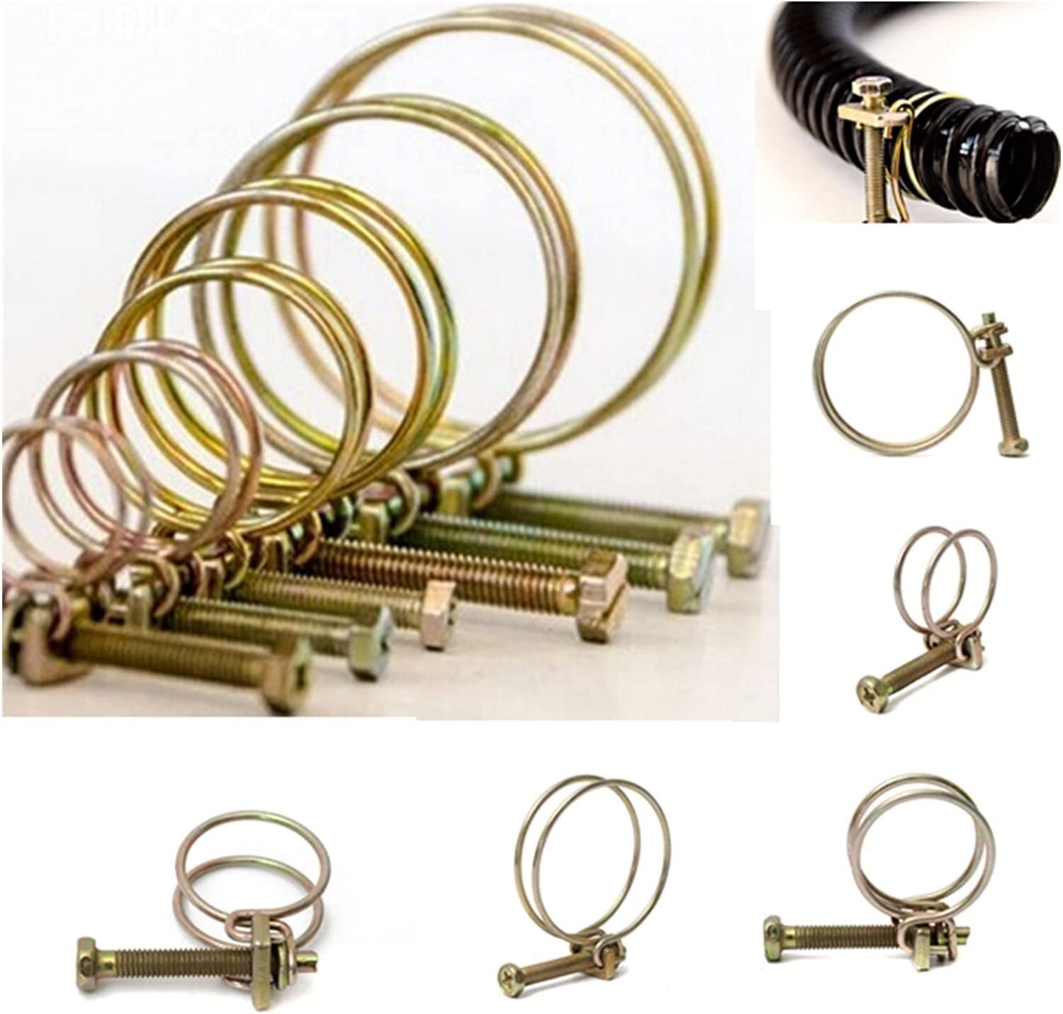 Colliers de serrage, colliers de serrage, colliers de serrage, 20pcs collier de serrage réglable collier de serrage double fil collier de serrage plomberie matériel de fixation (taille : 39-44) ( Size
