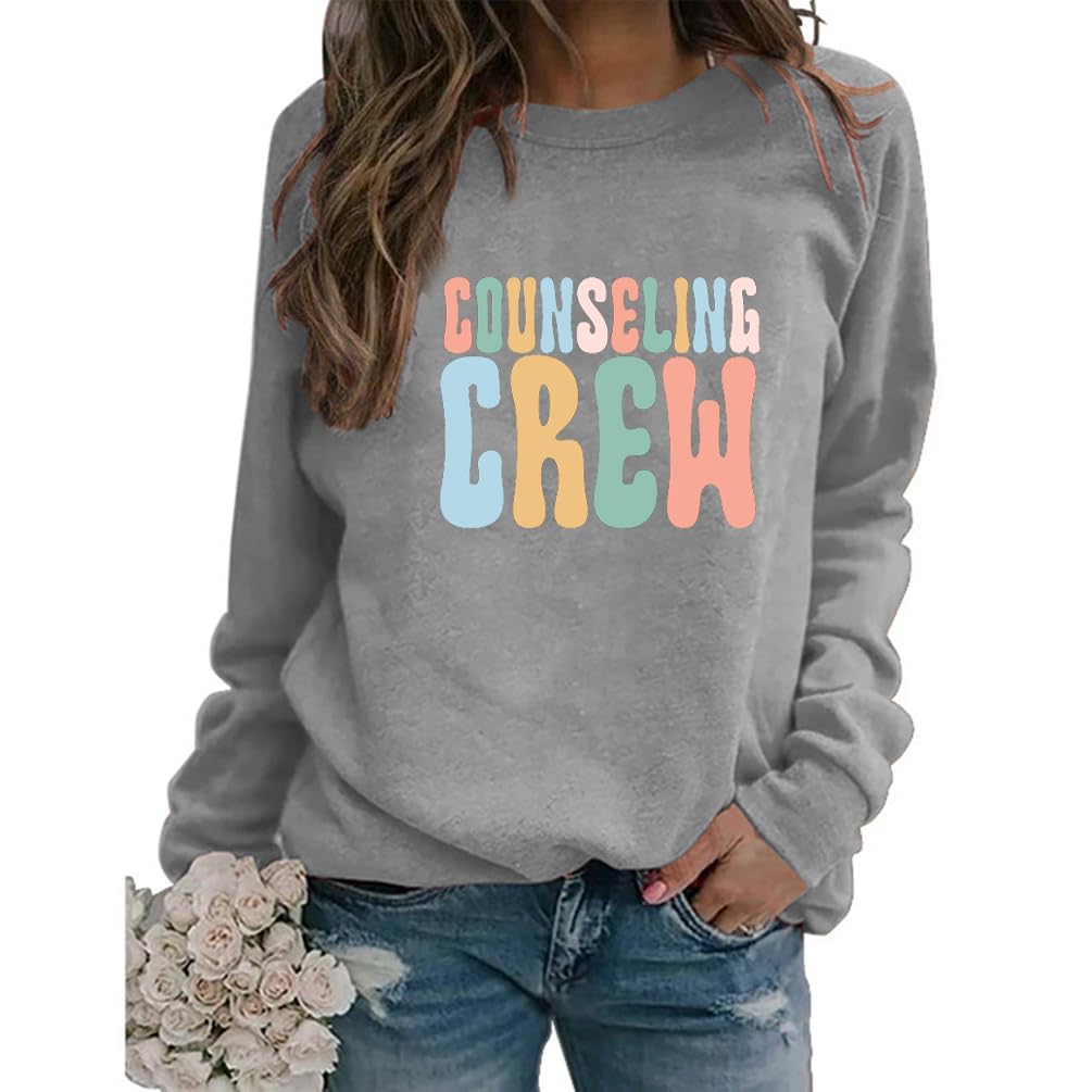 KOGYAS Women Counseling Crew Sweatshirt School Counselor Office Shirt Vintage Graphic Loose Fit Casual Fall Pullover Tops