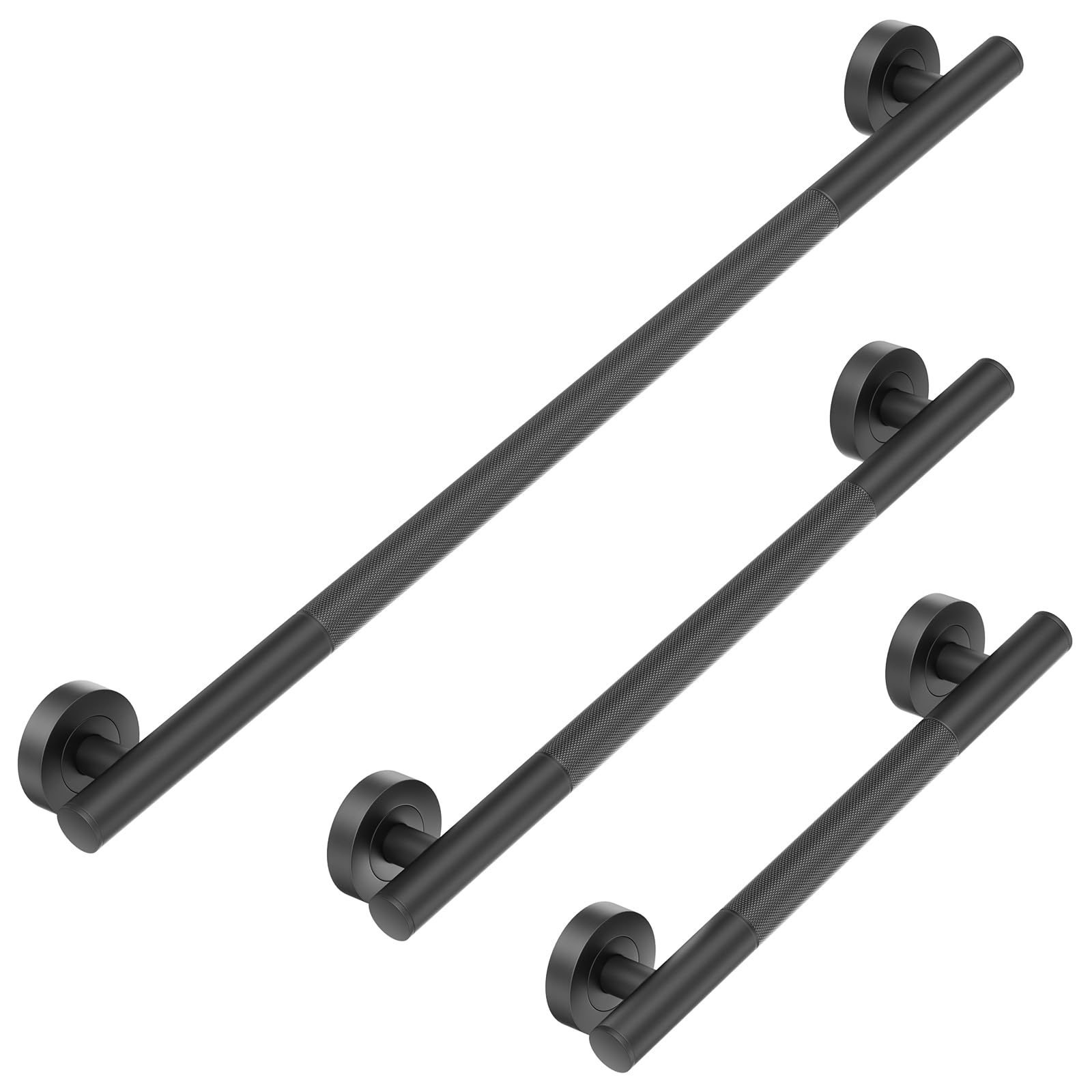 Lava Odoro Black Shower Grab Bars, Anti-Slip Knurling Grab Bar 36" 24" 18"