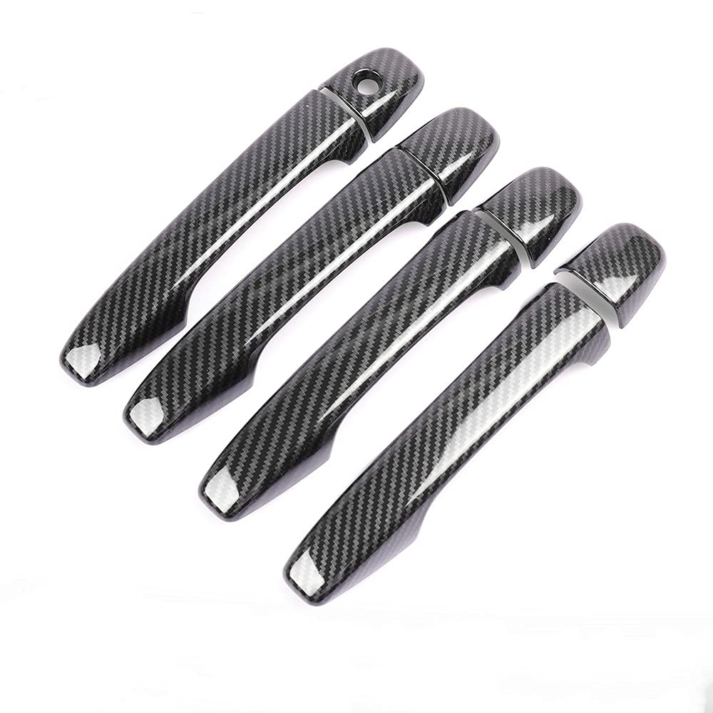Rinkteea Black Exterior Car Door Handle For C4 Sedan/Saloon Coupe Hatchback Picasso 2004-2010 Chrome Carbon Fiber Door Handle Cover Trim Car Styling Accessories(Black)