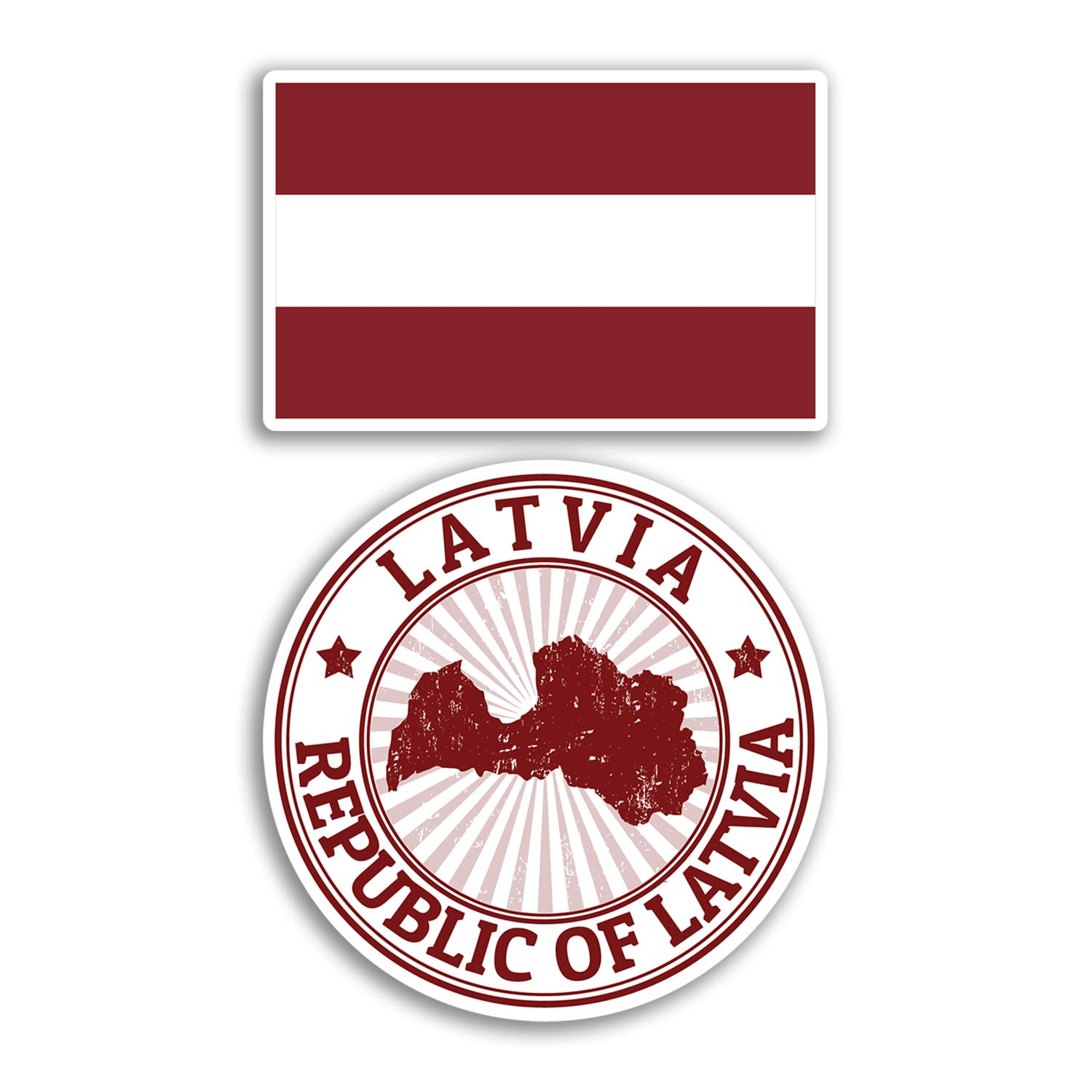 2 x 10cm Wide Latvia Vinyl Stickers - Latvian Map Holiday Adventure Travel Country Scrapbooking Gift #78668
