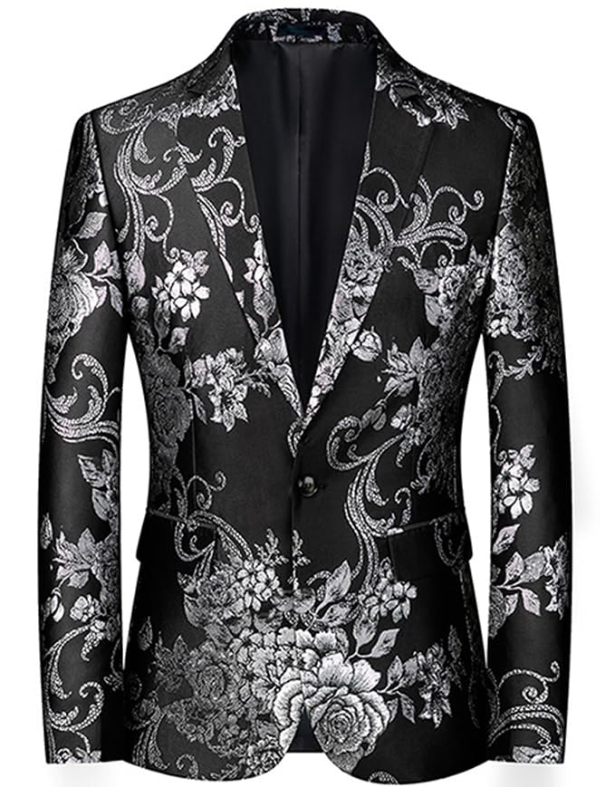 Blazer floral para hombre slim fit elegante para fiesta miniatura 1
