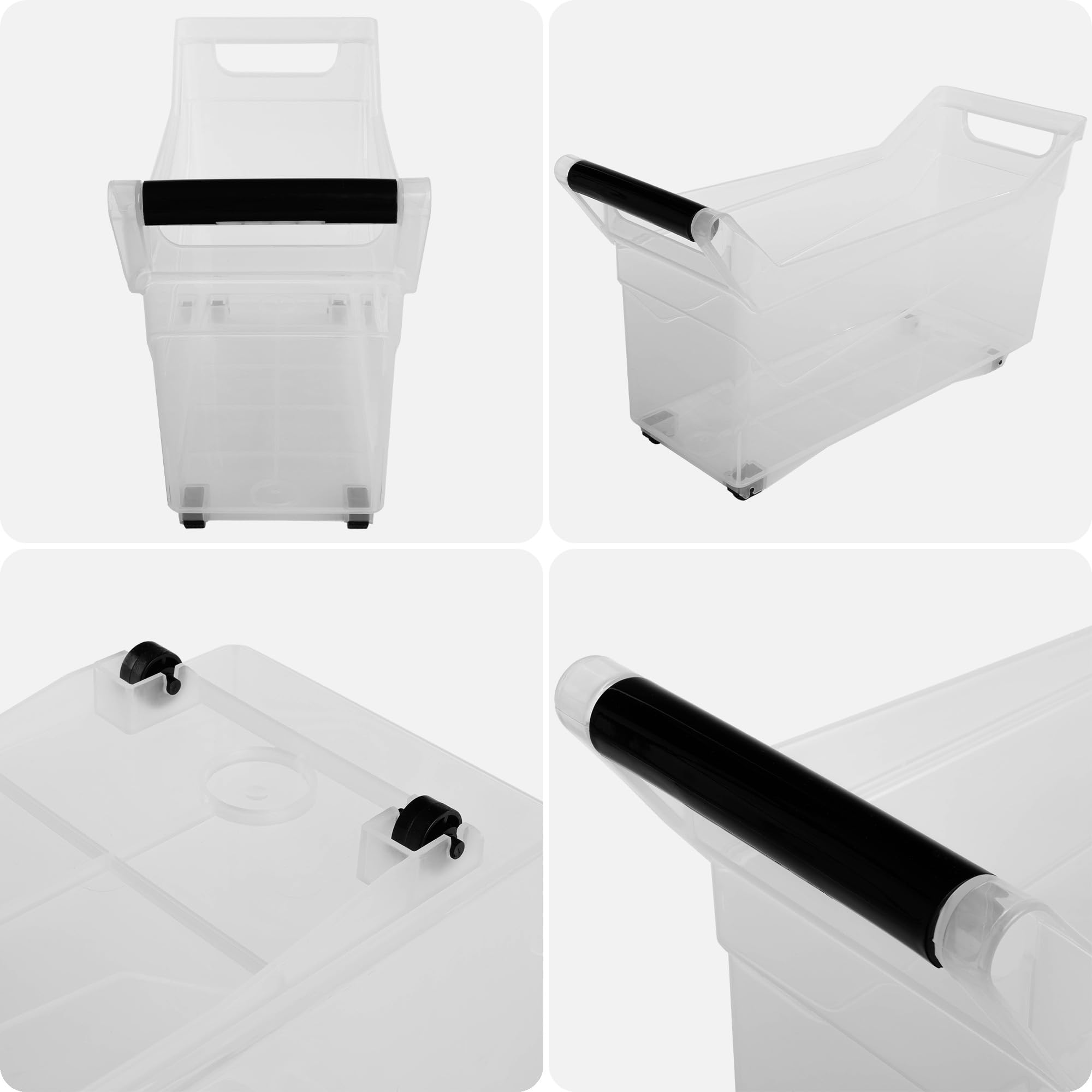 KADAX Scatola Portaoggetti Con Ruote, Contenitore in Plastica Con Maniglie, Trasparente (17 L)