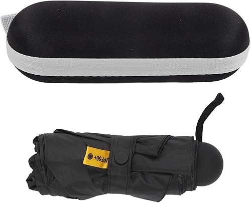 plplaaoo Paraguas de viaje, ligero y compacto 5 paraguas plegable con protección UV con caja de almacenamiento, resistente al viento, mini paraguas