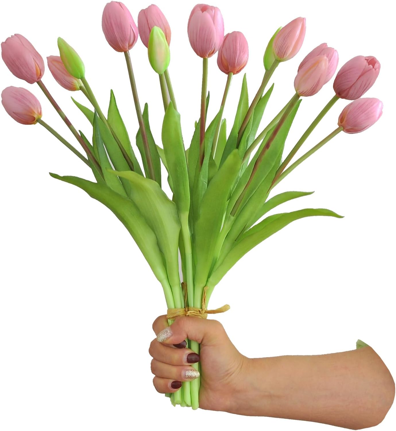 Aoivrb10PCS Artificial Tulip Flowers Real Touch Tulips Plastic Flower Fake Bouquet Table Arrangements Gift for Home Office Party Wedding Birthday Garden Store Decoration (Light Purple) - Image 3