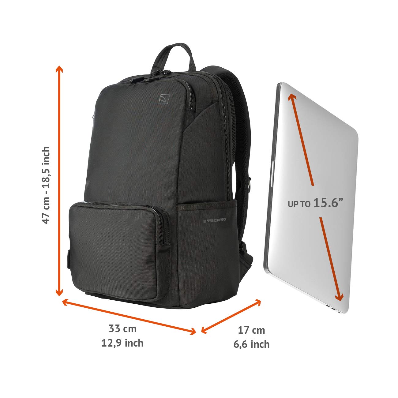 Tucano - Terra Gravity Zaino Porta PC, Compatibile con MacBook PRO 16", Laptop 15.6 Pollici, Anti Gravity System Riduzione del Carico Percepito