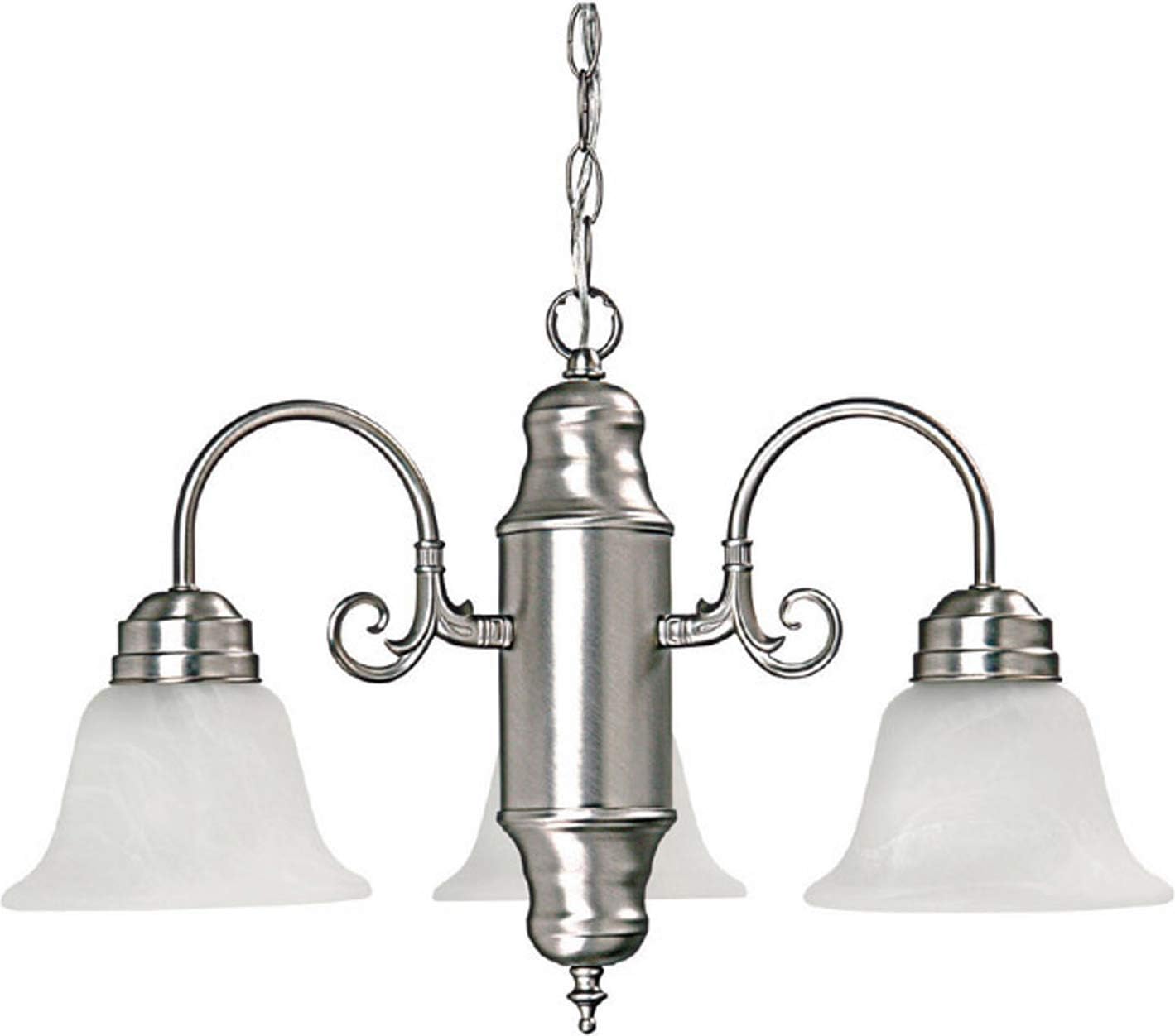 Capital Lighting 3253MN-118 David Faux White Alabaster Glass Chandelier, 3-Light 300 Total Watts, 15" H x 21" W, Matte Nickel