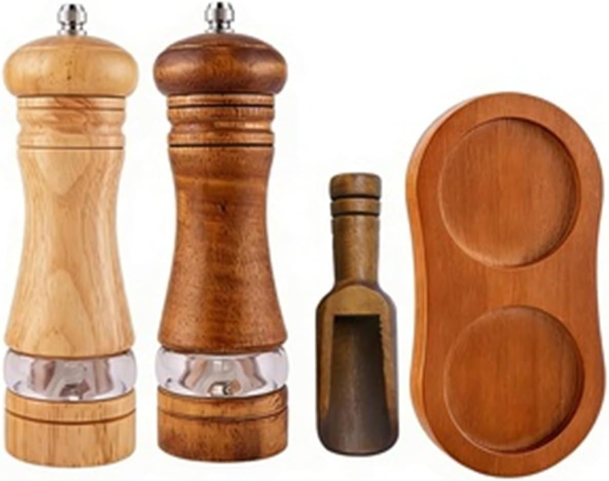 Manual Acrylic and Rubber Wood Pepper Grinder with Ceramic Core, Adjustable Spice Mill(Plum)