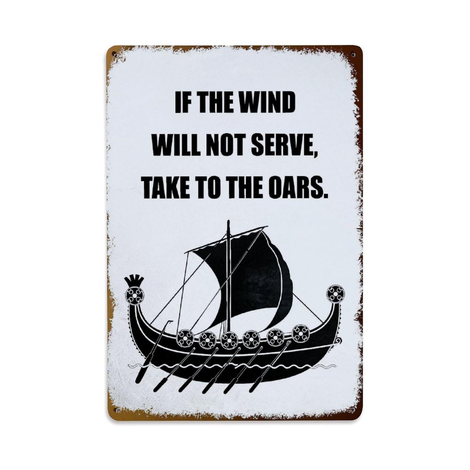 Jdfenggu Vintage Viking Ship With Oars And Sail Retro Metal Tin Sign, Decor Art Poster For Bar, Home, Man Cave, Kitchen, Laundry Room Gift 8X12inch