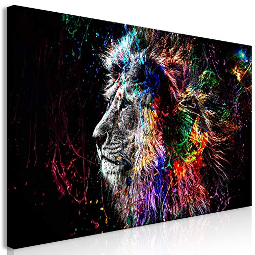 murando Tableau Mega XXXL Animal 200x100 cm Impression sur Toile Tableaux Unique en Format XXXL à l'automontage Facile Grande Photo Décoration DIY Lion colore Visage Abstrait g-C-0269-ak-e