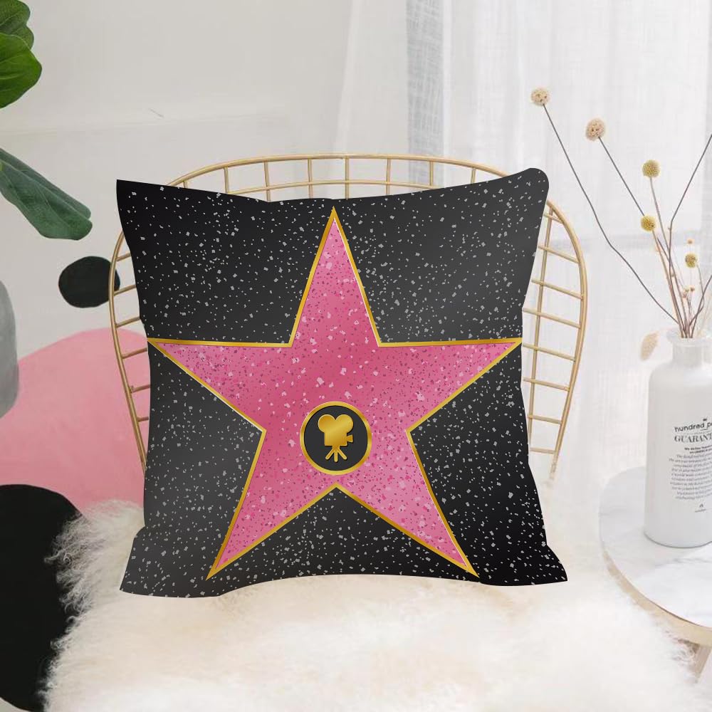 Hyosxw Popstar Party,Hollywood Walk Of Fame Symbol - A1 Cushion Cover,Throw Pillow Case Home Decorative For Living Room Bedroom Sofa Chair 18X18 Inch,Popstar Party,Hollywood Walk Of Fame Symbol Celebrity Entertai,Pillowcase 45X45cm