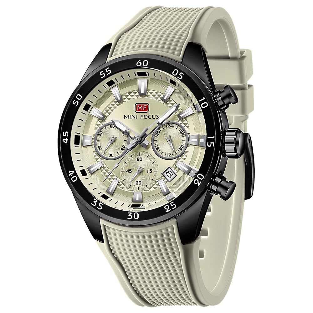 MINI Focus Men Watches Unique Casual Wristwatch Chronograph Waterproof Luminous Calendar 24 Hours Silicon Band Fashion Watches for