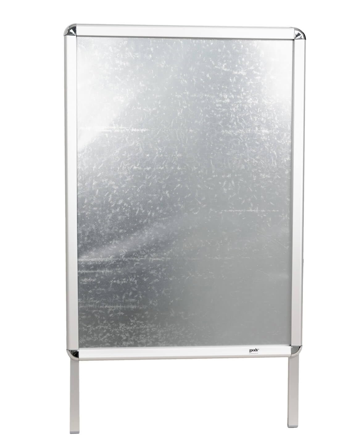 Kundenstopper Plakatständer klappbar Silber DIN-A1 | Werbeaufsteller Gehwegaufsteller Display mit 2-seitiger Präsentationsfläche für Innen und Außen, Klapp-Profile