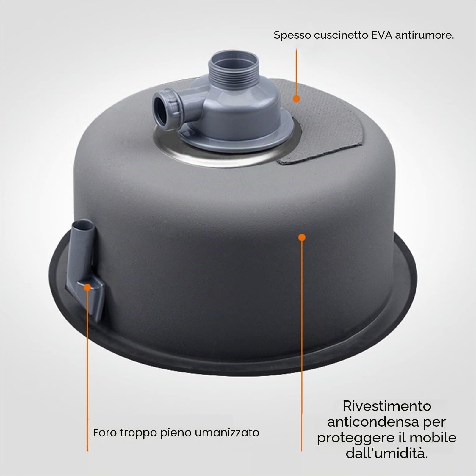 Zlewozmywak kuchenny ze stali nierdzewnej 304 czarny okrągły design 35 cm zawiera sitko koszowe wiele rozmiarów do nowoczesnego domu trwały i stylowy do każdej kuchni