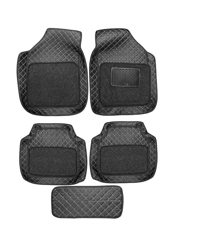 CARNEST Buket Universal Premium Car Foot Mats Maruti Suzuki S Presso Non Slip 7D Luxuy Leather Car Floor Mats (Black)