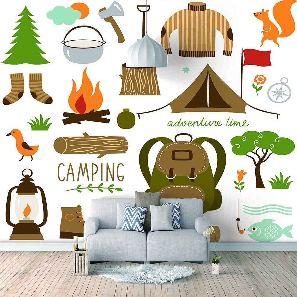 Papier peint toile panoramique 3D camping personnalisé 350x256 cm