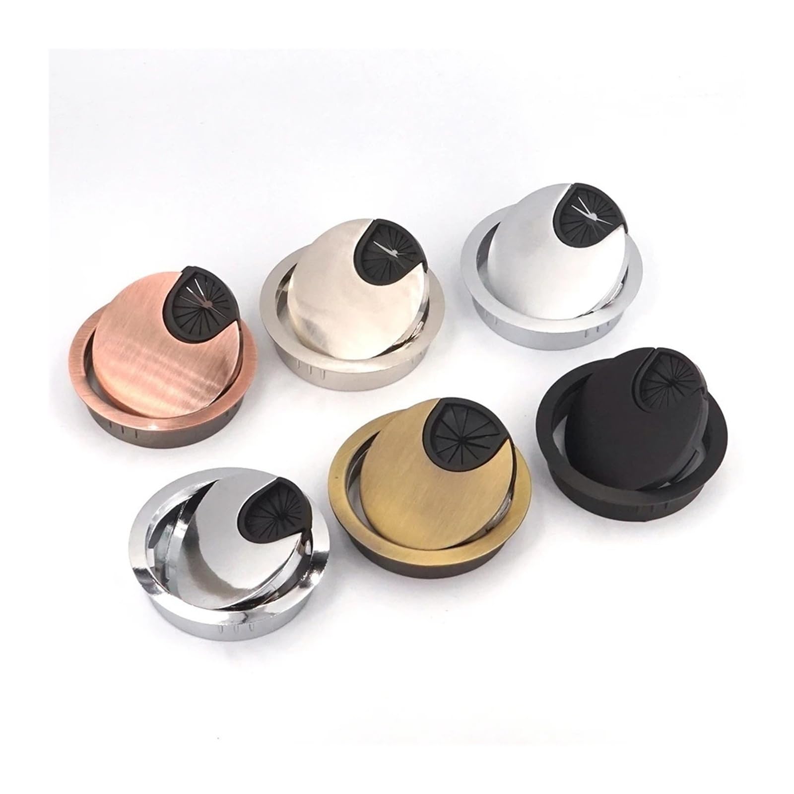 Zinc Alloy Desk Cable Grommet 50/60/80mm Round Wire Hole Cover for Computer Table(1PCS Red Bronze,60mm)