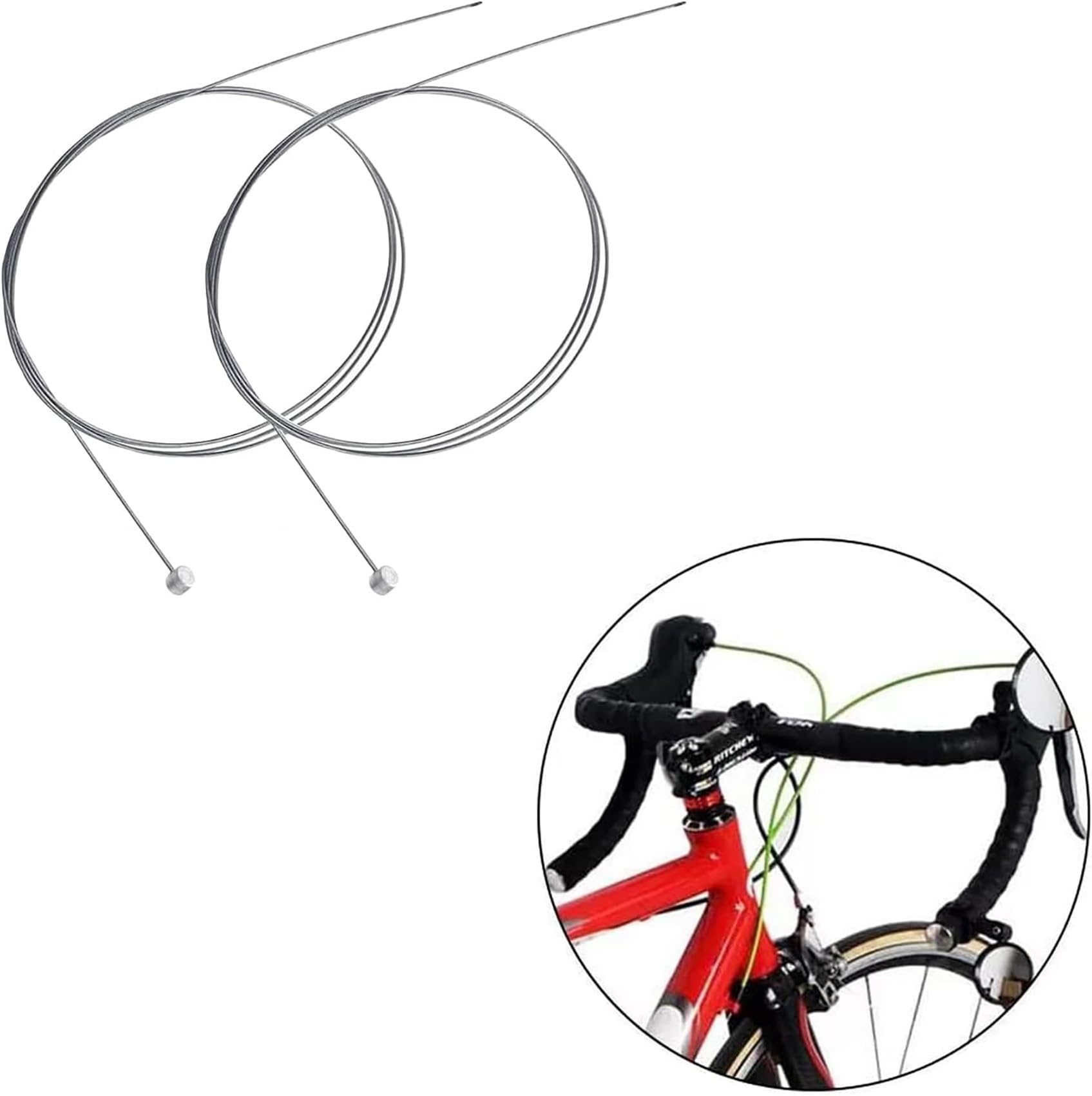 Cavo Freno Bici Anteriore E Posteriore - Set 2 Pezzi, Acciaio Zincato, Per Bici Da Strada E MTB - Foto 3