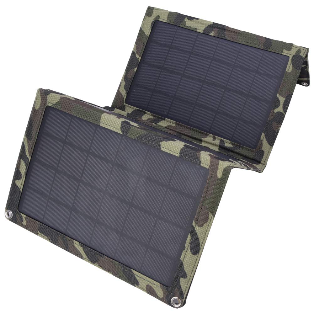 Cargador solar portátil plegable de 12 W, alta eficiencia, con batería de 5000 mAh, para camping, viajes, teléfono, batería externa, enchufe USB universal