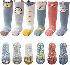 6 Pairs of Non-Slip Cotton Baby Toddler Knee High Socks